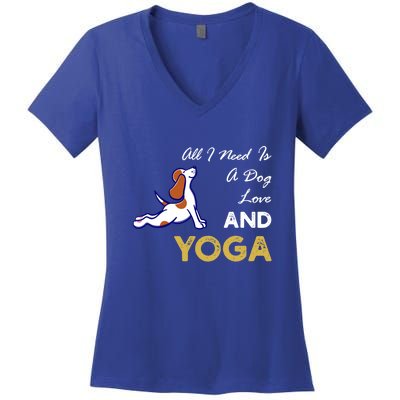 Cute Dog And Yoga Lover Funny Gift Cool Gift Women's V-Neck T-Shirt