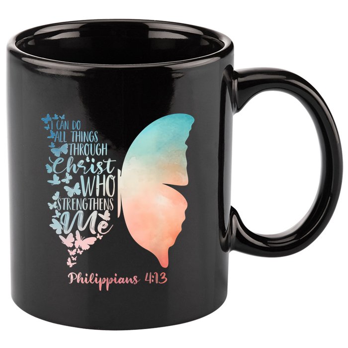 Can Do All Things Through Christ Who Strengthens Me Saying 11oz C Handle Ceramic Mug
