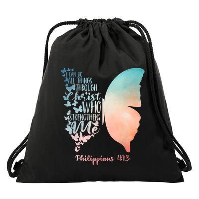 Can Do All Things Through Christ Who Strengthens Me Saying Drawstring Bag