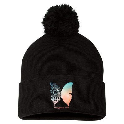 Can Do All Things Through Christ Who Strengthens Me Saying Pom Pom 12in Knit Beanie