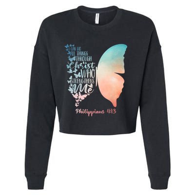 Can Do All Things Through Christ Who Strengthens Me Saying Cropped Pullover Crew