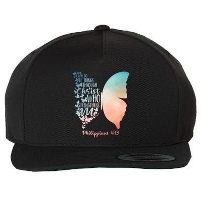 Can Do All Things Through Christ Who Strengthens Me Saying Wool Snapback Cap