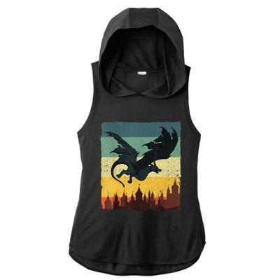 Cool Dragon Art For Women Mythical Vintage Dragon Lover Ladies PosiCharge Tri-Blend Wicking Draft Hoodie Tank