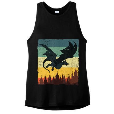 Cool Dragon Art For Women Mythical Vintage Dragon Lover Ladies PosiCharge Tri-Blend Wicking Tank