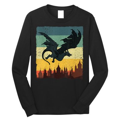 Cool Dragon Art For Women Mythical Vintage Dragon Lover Long Sleeve Shirt