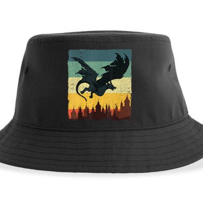 Cool Dragon Art For Women Mythical Vintage Dragon Lover Sustainable Bucket Hat