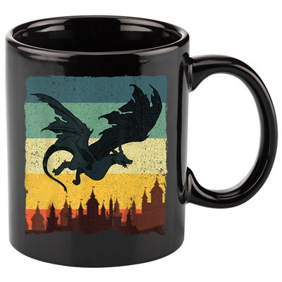Cool Dragon Art For Women Mythical Vintage Dragon Lover 11oz C Handle Ceramic Mug