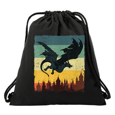 Cool Dragon Art For Women Mythical Vintage Dragon Lover Drawstring Bag