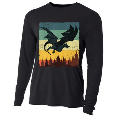 Cool Dragon Art For Women Mythical Vintage Dragon Lover Cooling Performance Long Sleeve Crew