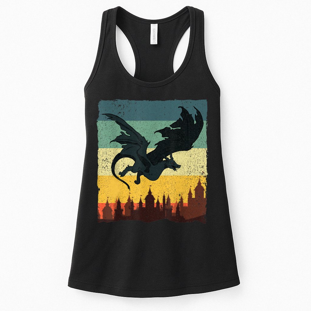 Cool Dragon Art For Women Mythical Vintage Dragon Lover Womens Tank Top