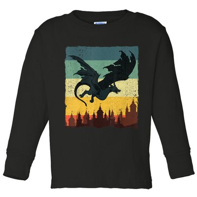 Cool Dragon Art For Women Mythical Vintage Dragon Lover Toddler Long Sleeve Shirt