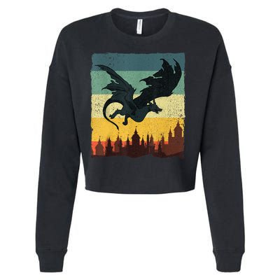 Cool Dragon Art For Women Mythical Vintage Dragon Lover Cropped Pullover Crew