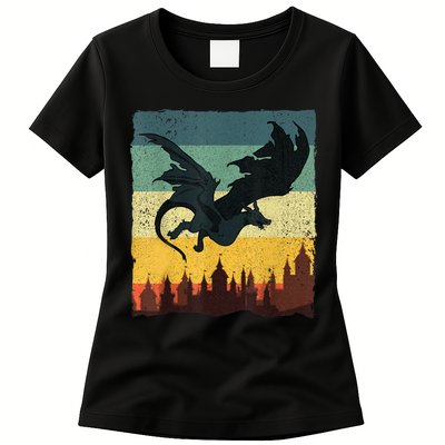 Cool Dragon Art For Women Mythical Vintage Dragon Lover Womens T-Shirt