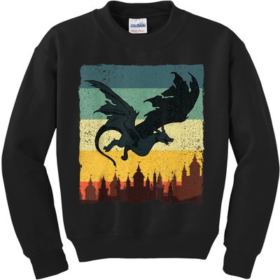 Cool Dragon Art For Women Mythical Vintage Dragon Lover Kids Sweatshirt