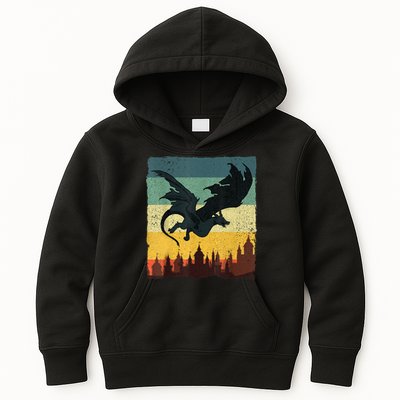 Cool Dragon Art For Women Mythical Vintage Dragon Lover Kids Hoodie