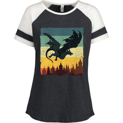 Cool Dragon Art For Women Mythical Vintage Dragon Lover Enza Ladies Jersey Colorblock Tee