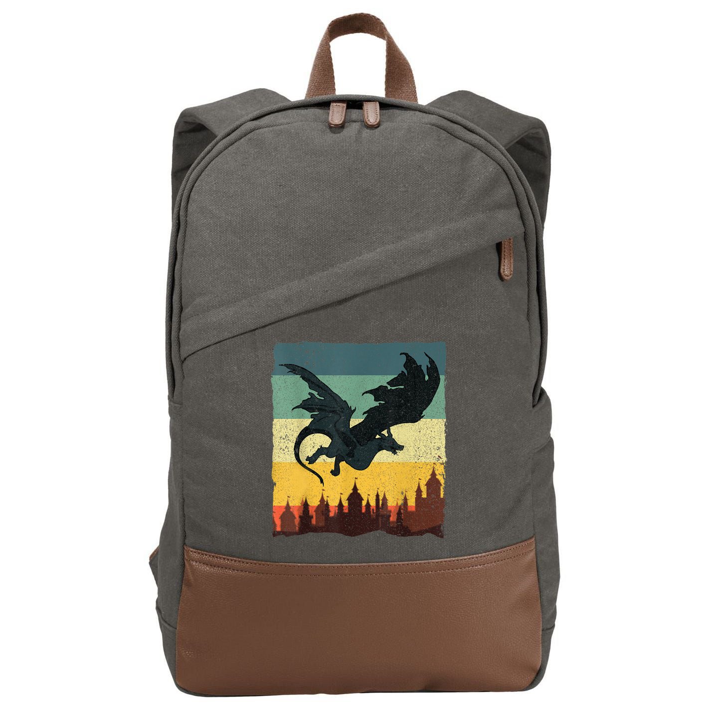 Cool Dragon Art For Women Mythical Vintage Dragon Lover Cotton Canvas Backpack