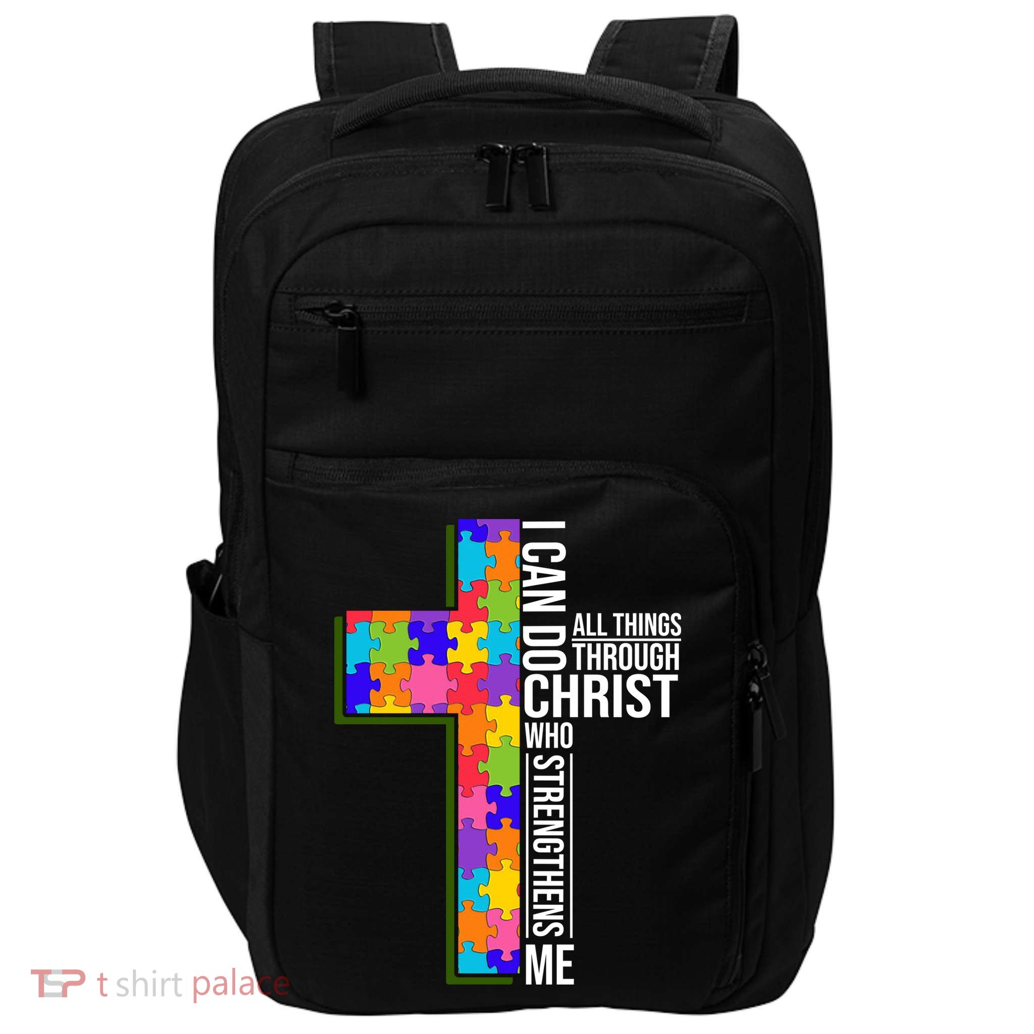 Can Do All Things Through Christ Autism Awareness Impact Tech Backpack