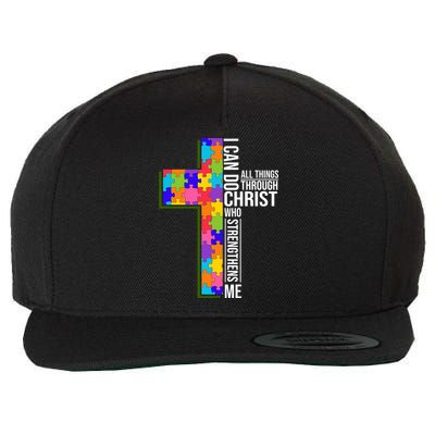 Can Do All Things Through Christ Autism Awareness Wool Snapback Cap
