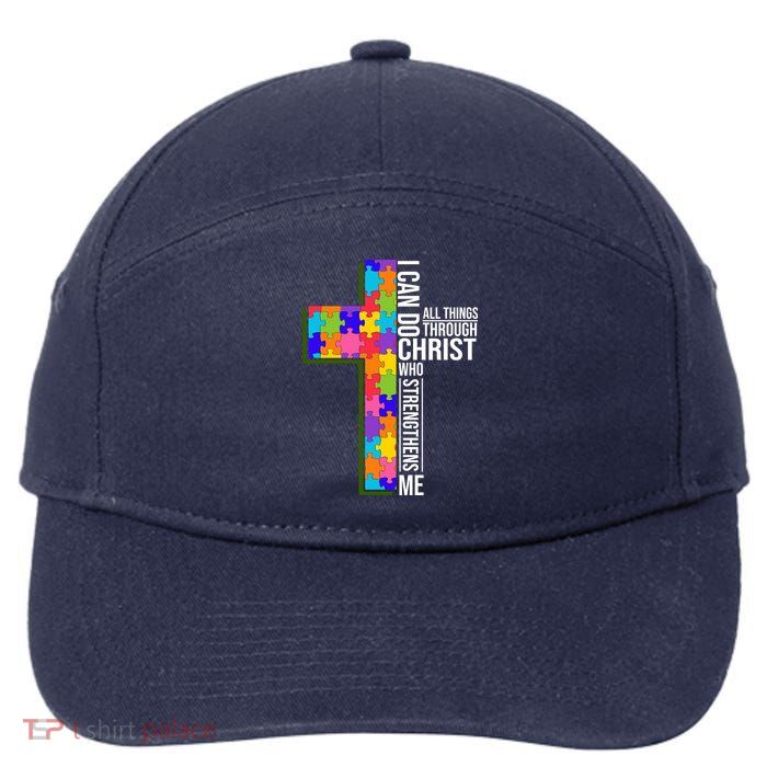 Can Do All Things Through Christ Autism Awareness 7-Panel Snapback Hat