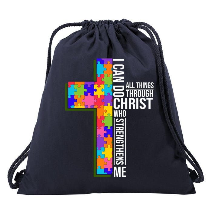 Can Do All Things Through Christ Autism Awareness Drawstring Bag