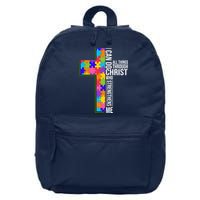 Can Do All Things Through Christ Autism Awareness 16 in Basic Backpack