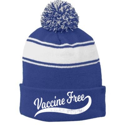 Cool Distressed Antivax Antivaccine Mom Dad Vaccine Free Funny Gift Stripe Pom Pom Beanie