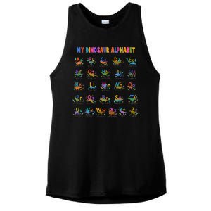 Cool Dinosaur Alphabet Back To School Ladies PosiCharge Tri-Blend Wicking Tank