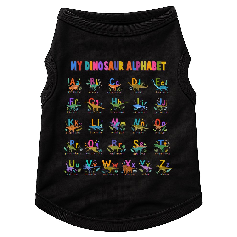 Cool Dinosaur Alphabet Back To School Doggie Tank