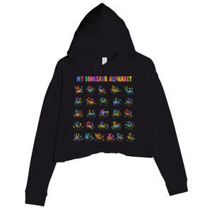 Cool Dinosaur Alphabet Back To School Crop Fleece Hoodie