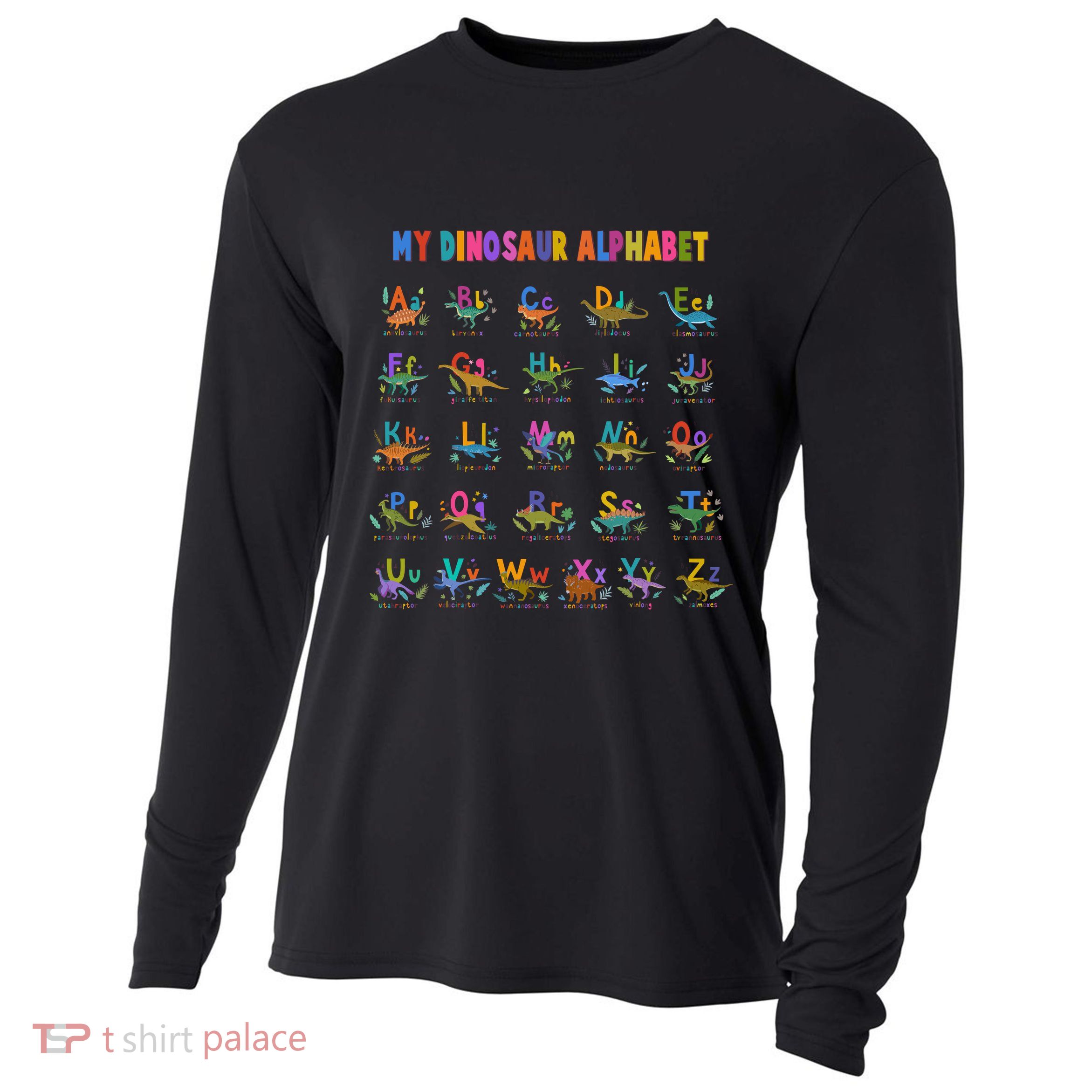 Cool Dinosaur Alphabet Back To School Cooling Performance Long Sleeve Crew