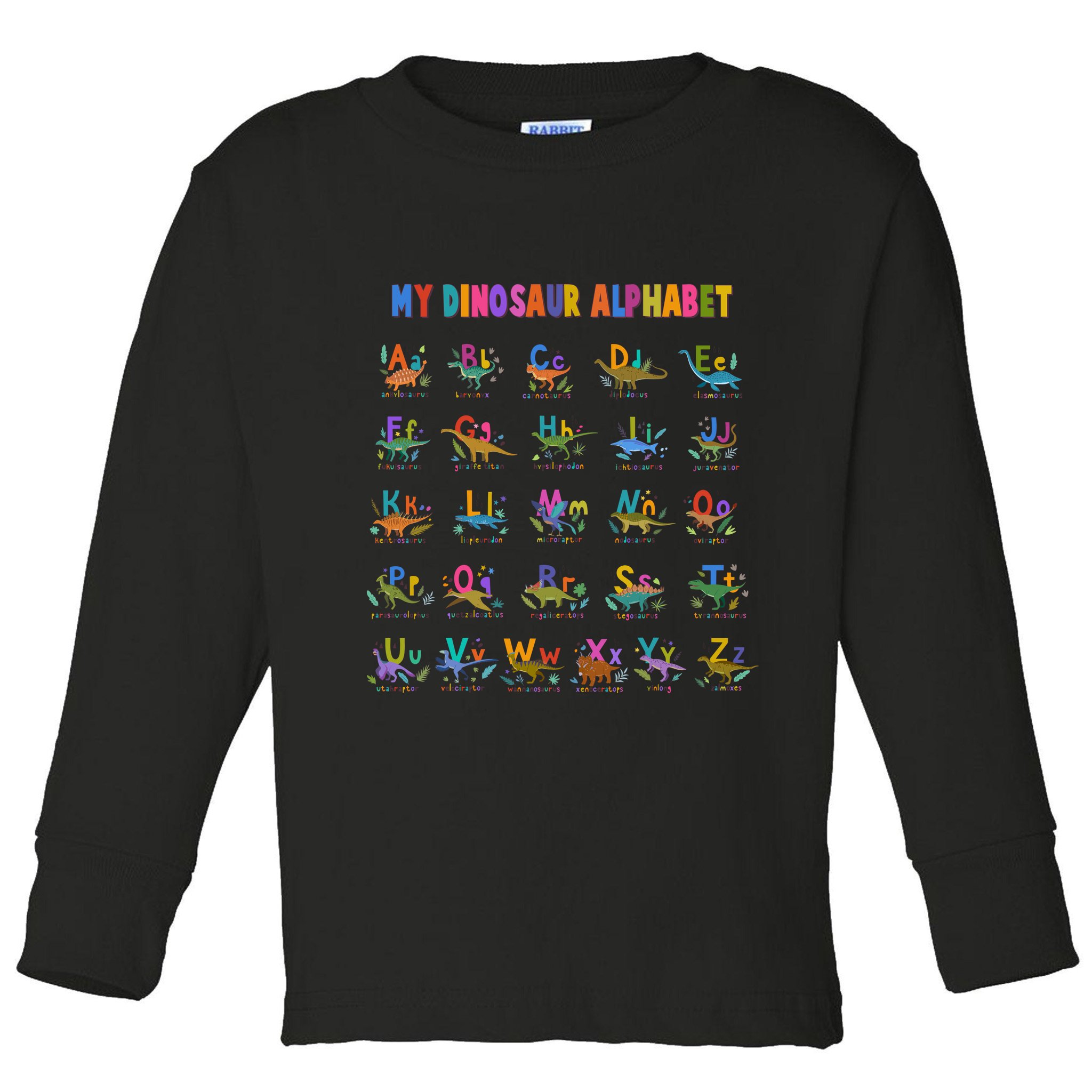 Cool Dinosaur Alphabet Back To School Toddler Long Sleeve Shirt