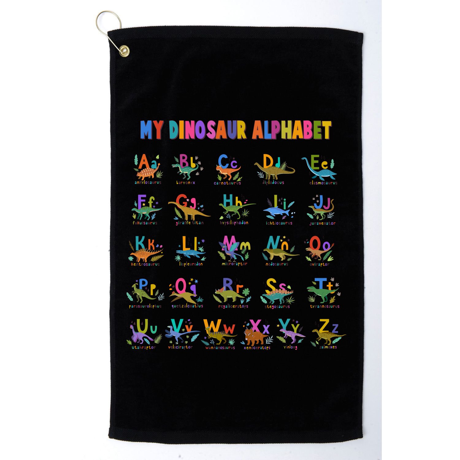 Cool Dinosaur Alphabet Back To School Golf Towel
