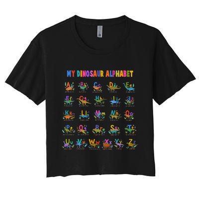 Cool Dinosaur Alphabet Back To School Crop Top