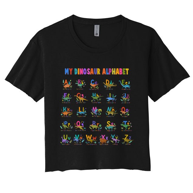 Cool Dinosaur Alphabet Back To School Crop Top