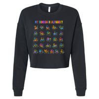 Cool Dinosaur Alphabet Back To School Cropped Pullover Crew