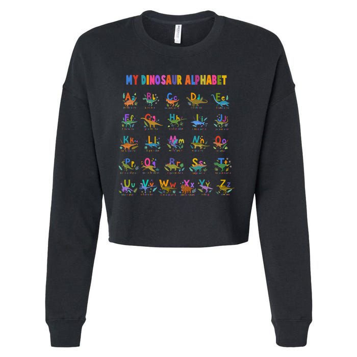 Cool Dinosaur Alphabet Back To School Cropped Pullover Crew