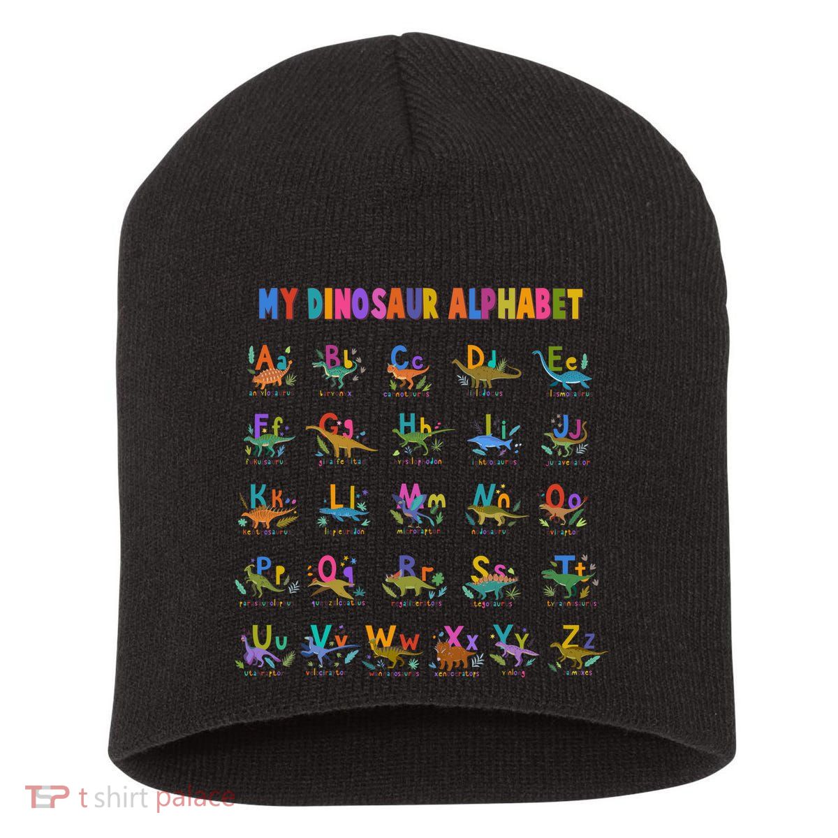 Cool Dinosaur Alphabet Back To School Short Acrylic Beanie