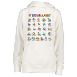 Cool Dinosaur Alphabet Back To School Womens Funnel Neck Pullover Hood