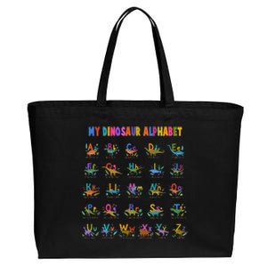 Cool Dinosaur Alphabet Back To School Cotton Canvas Jumbo Tote