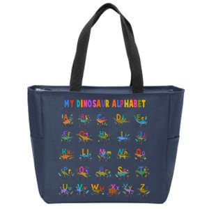 Cool Dinosaur Alphabet Back To School Zip Tote Bag