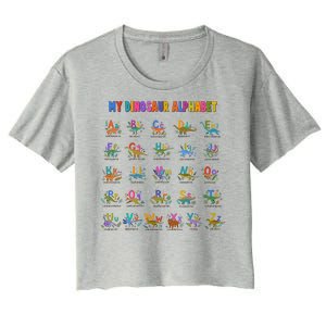 Cool Dinosaur Alphabet Back To School Women's Crop Top Tee