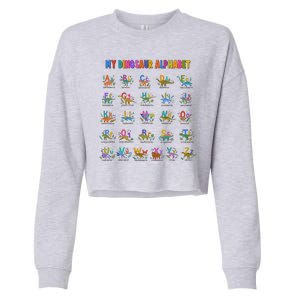 Cool Dinosaur Alphabet Back To School Cropped Pullover Crew