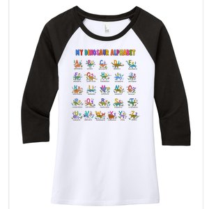 Cool Dinosaur Alphabet Back To School Women's Tri-Blend 3/4-Sleeve Raglan Shirt