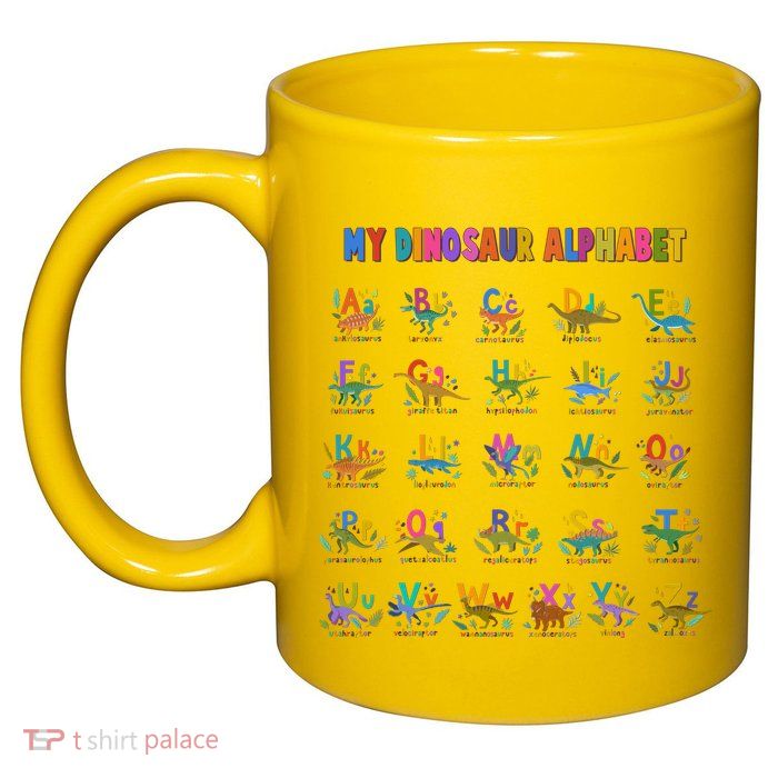 Cool Dinosaur Alphabet Back To School 11oz C Handle Ceramic Mug