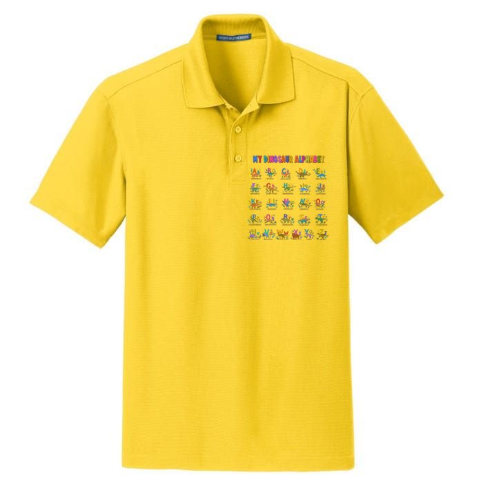 Cool Dinosaur Alphabet Back To School Dry Zone Grid Polo