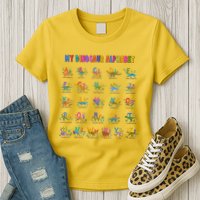 Cool Dinosaur Alphabet Back To School Womens T-Shirt