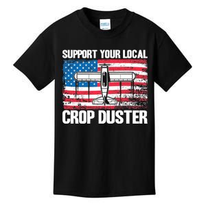 Crop Duster American Flag Support Your Local Crop Duster Kids T-Shirt