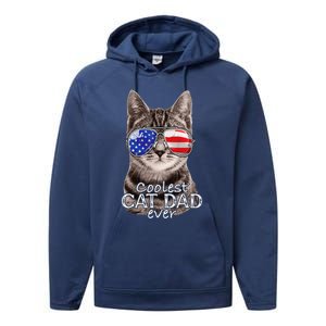 Cat Dad Best Cat Father Ever Fathers Day Christmas Cat Daddy Performance Fleece Hoodie