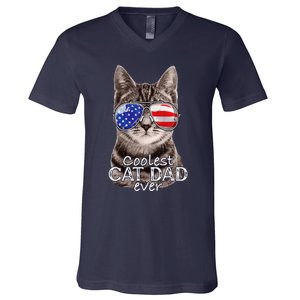 Cat Dad Best Cat Father Ever Fathers Day Christmas Cat Daddy V-Neck T-Shirt